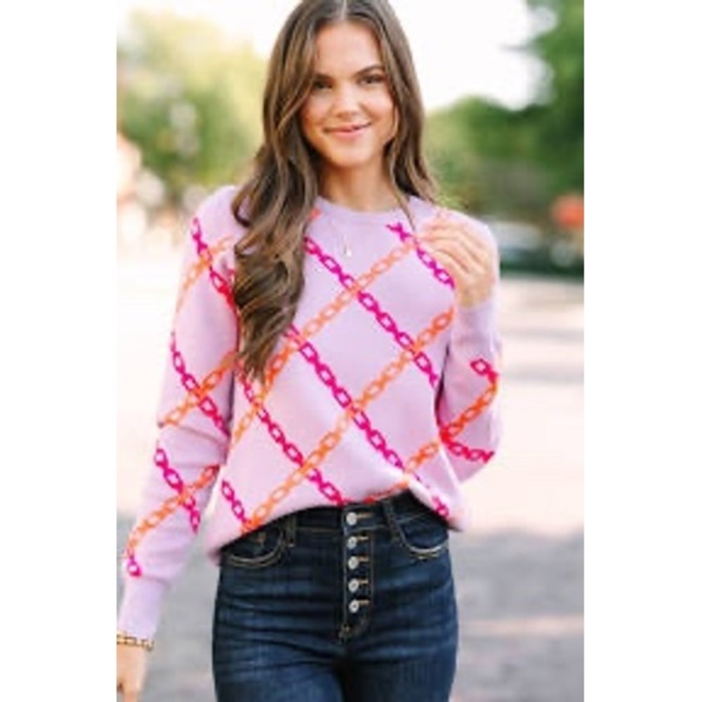 THML Lilac Chain Link‎ Knit Sweater XS